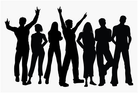 Group Black Silhouette - People In Group Transparent, HD Png Download ...