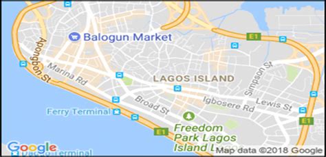 b: Map of Lagos Island with some of the streets. Source:... | Download ...