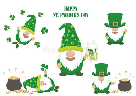 St. Patrick’s Day Vector Leprechaun Illustration Set Isolated on a ...