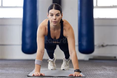 Woman, Plank and Gym Fitness for Sports Portrait in Health, Exercise ...