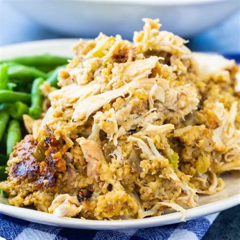 Crock Pot Chicken and Dressing Casserole - Spicy Southern Kitchen