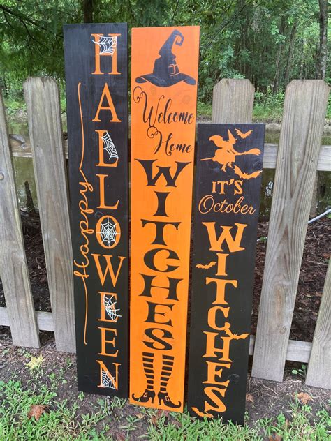 Halloween Welcome Sign Holiday Sign Front Porch Sign Halloween Decor Its October Witches Welcome ...