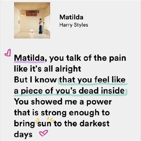 Pin by Raquel Oliveira Lima on harry styles in 2022 | Pretty lyrics, Just lyrics, Matilda lyrics