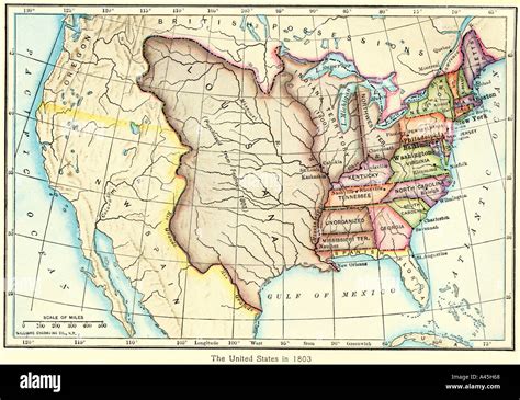 Map of the US of the Louisiana Purchase as understood in 1803, later Stock Photo: 3571047 - Alamy