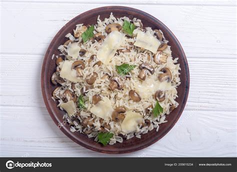 Traditional Italian Risotto Rice Mushroom Parmesan Stock Photo by ©whitestorm4 205615234