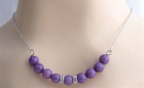 Purple Pearl Necklace,Purple Wedding Necklace,7 Pearl Floating Necklace,Spring J