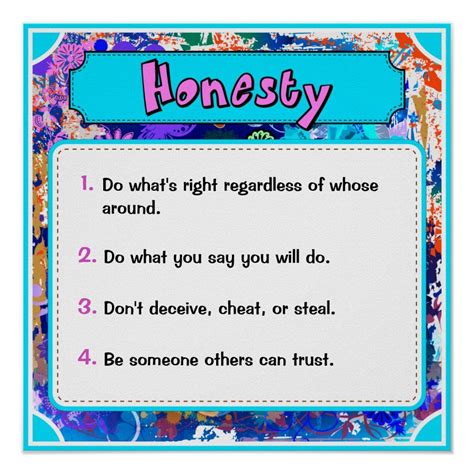 Character Traits Posters, Honesty - 2 of 6 Poster | Zazzle | Character traits poster, Character ...