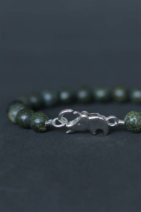 African Dark Jasper Bracelet with Elephant Clasp — Ages Apparel