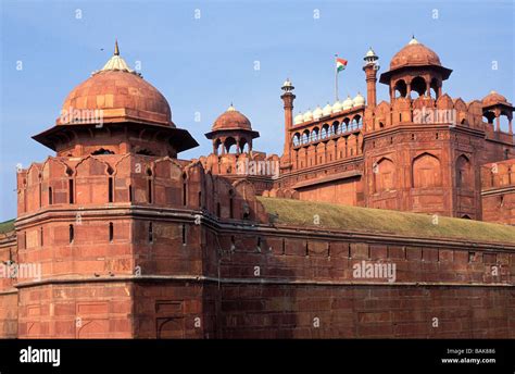 India, Delhi, Red fort, Lal Qila, built in 1638 by Shah Jahan Stock ...