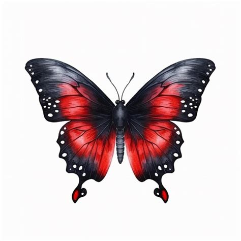 Premium Photo | Butterfly with red and black wings on white background ...