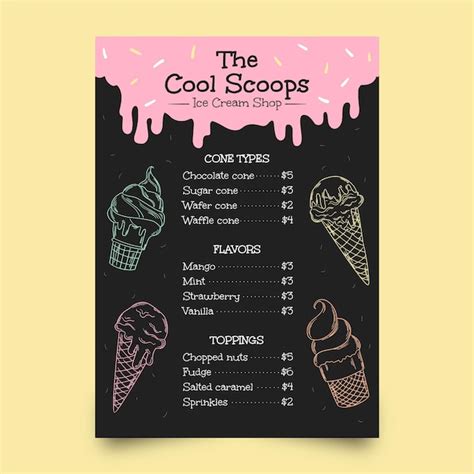 Free Vector | Hand drawn ice cream blackboard menu template