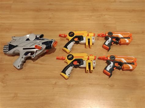 Evolution of the "laser" sight Nerf single shots. : Nerf