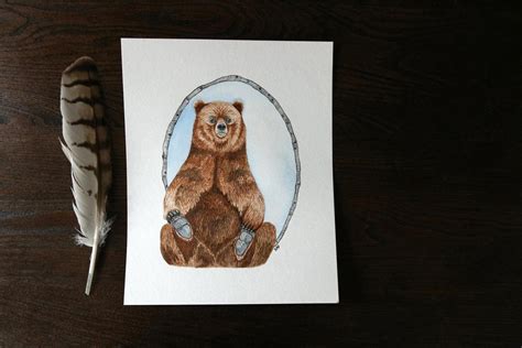 Cute Brown Bear Watercolor Painting Brown Bear Watercolor | Etsy