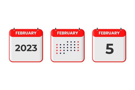 February 5 calendar design icon. 2023 calendar schedule, appointment, important date concept ...