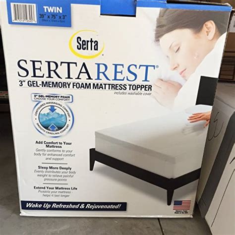 Serta Rest 3 Inch Twin Gel Memory Foam Mattress Topper - 75" x 39" x 3 ...