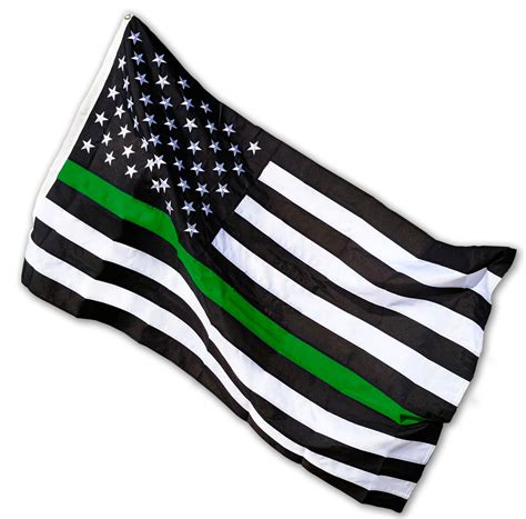 Thin Green Line American Flag - Sewn & Embroidered 3 x 5 - Thin Blue ...