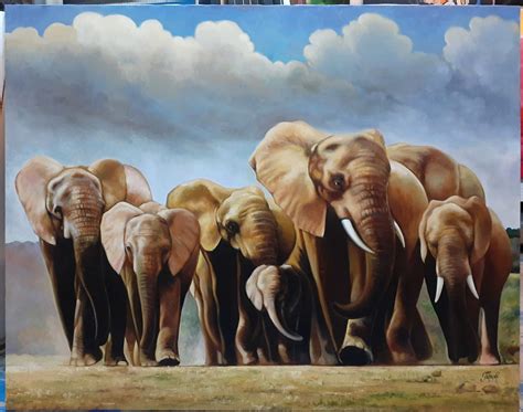 Pintura de elefante pintura al óleo sobre lienzo 120X150 cm. | Etsy