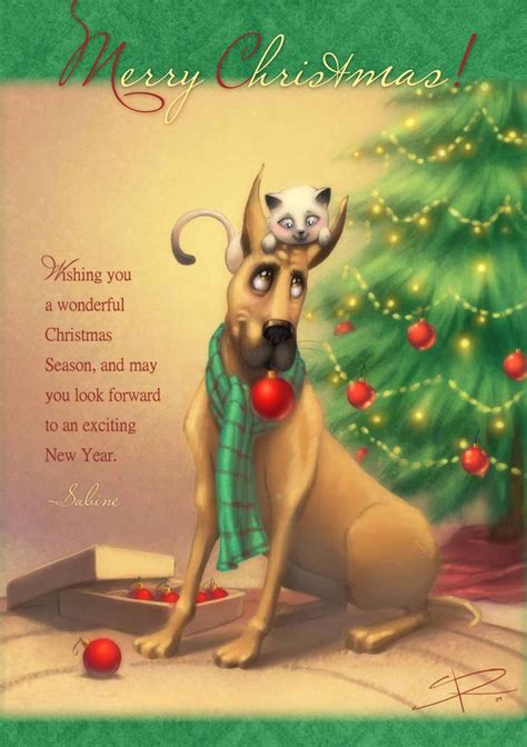 Christmas Card _Dog and Cat by Sabinerich on DeviantArt