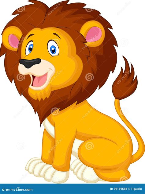 Cute lion cartoon stock vector. Image of jungle, graphic - 39159588