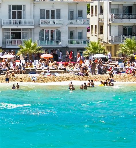 Istanbul beach at Buyukada Island (largest island in the chain of ...