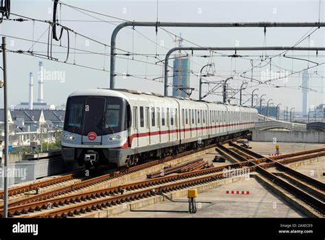 Shanghai metro line 11 train approaches Anting station, Shanghai, China Stock Photo - Alamy