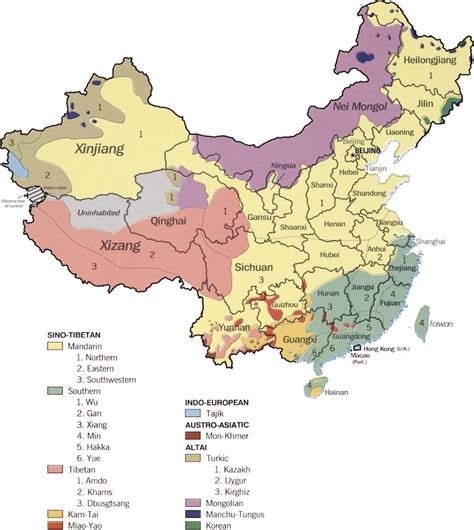 Map Monday, Mandarin and the languages of China