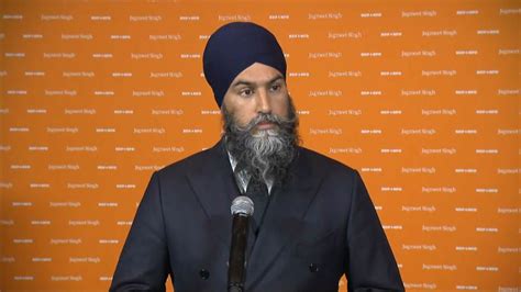 NDP Leader Jagmeet Singh speaks with reporters in Hamilton Ontario October 14 2023