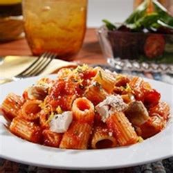 Mezzi Rigatoni with Chicken Thighs, Rosemary, Lemon Zest and Roasted Garlic Sauce Recipe ...