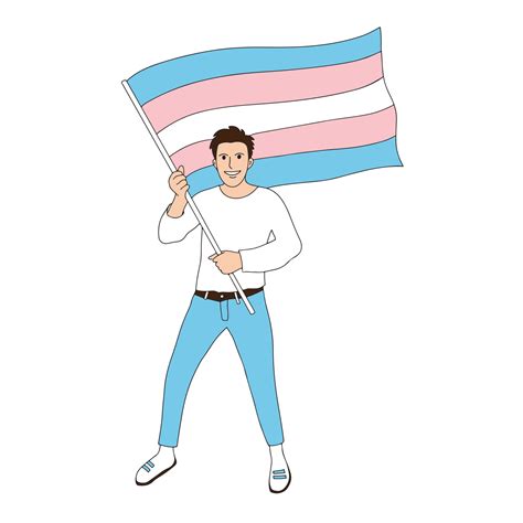 Pride trans person holding transgender flag. Happy LGBT activist, celebrating Transgender ...