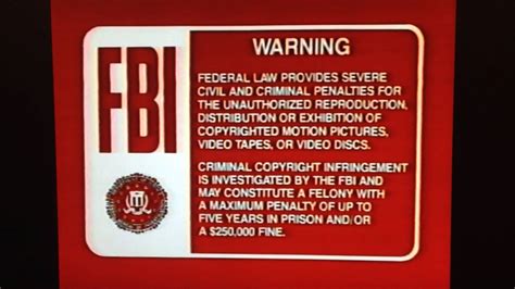 Dark Red FBI Warning Screens (1985-1988) - YouTube