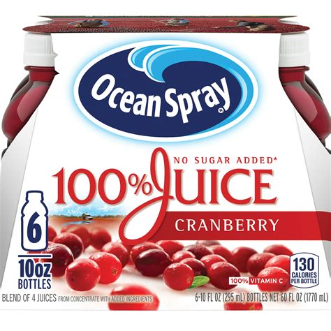 Ocean Spray 100% Juice, Cranberry, 10 fl oz, 6 Ct - itFRESH