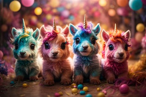 Cute Fluffy Multi-colored Unicorns Free Stock Photo - Public Domain ...