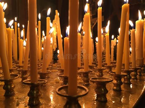 Burning Candles during Epiphany at Russian Orthodox Church. Stock Image ...