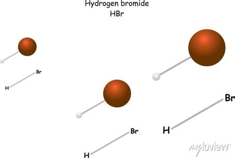 Molecule and skeletal formula of the hydrogen acid hydrogen bromide • wall stickers vector ...