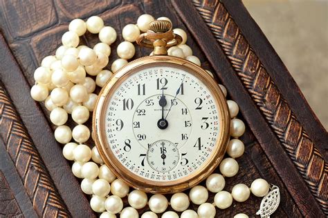 HD wallpaper: old, antique, vintage, clock, pearl, watch, time, pocket ...