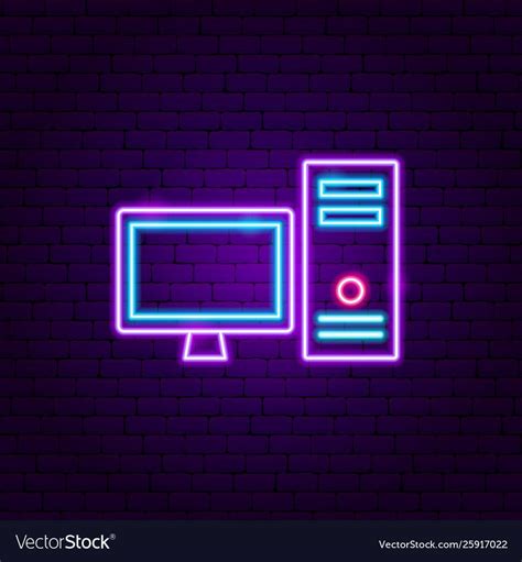 PC Neon Label. Vector Illustration of Electronics Promotion. Download a Free Preview or High ...