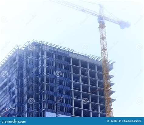 Building, Skyscraper. it is Made of Concrete and Glass Stock Photo - Image of equipment, hardhat ...