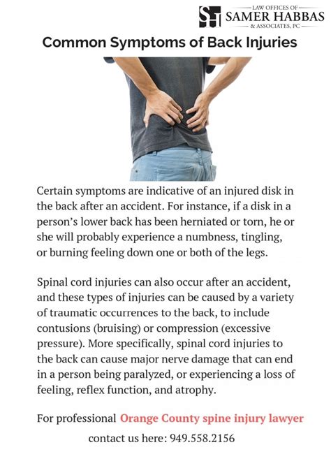 Common symptoms of back injuries