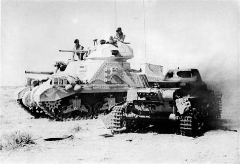 British M3 Grant tank of the 1st Armoured Division and burning Panzer I ...