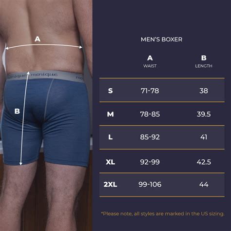 Men's Boxer Briefs Size Chart | menique