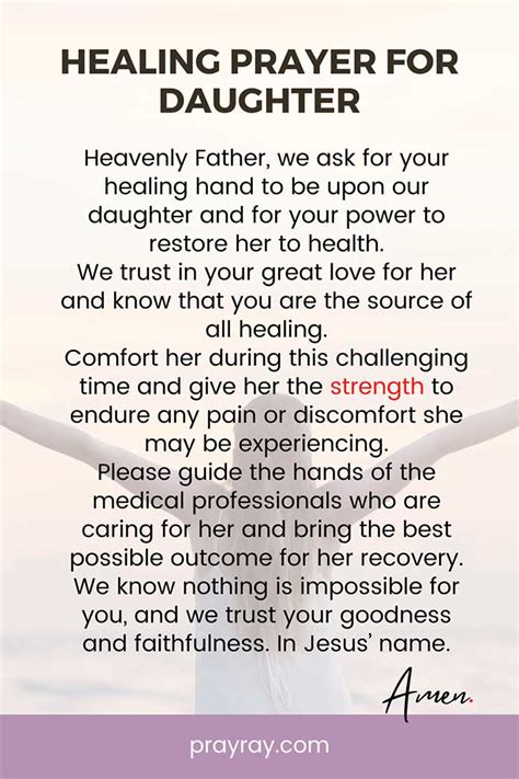 Prayer for my daughter to give her Strength, Protection, and Healing