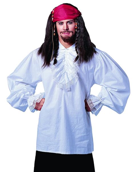 Ruffled Cotton White Pirate Shirt Fancy Stag Party Mens Halloween Costume Std - Walmart.com