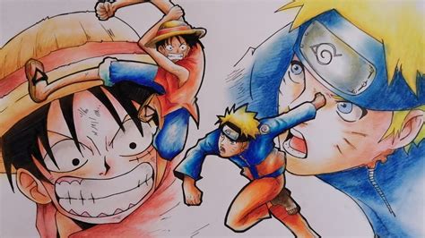 Drawing Luffy vs Naruto, Dibujando a Luffy vs Naruto ¿Quién gana? - YouTube