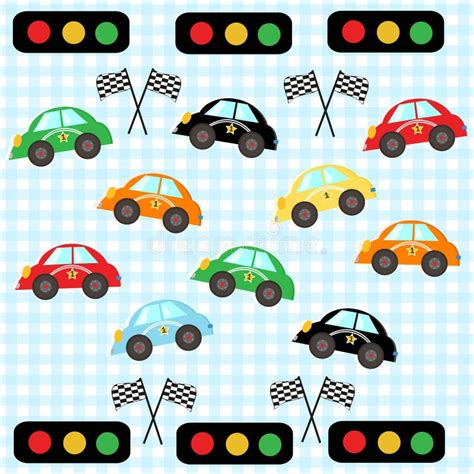 Colorful Race Car. Kids Room Cars Vector Illustration Pattern Wallpaper Stock Vector ...