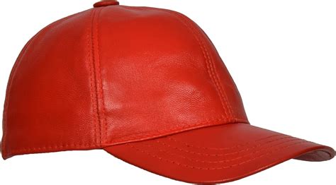 A1 FASHION GOODS Genuine RED Leather Baseball Cap Sports Casual Velcro Fastening One Size Fits ...