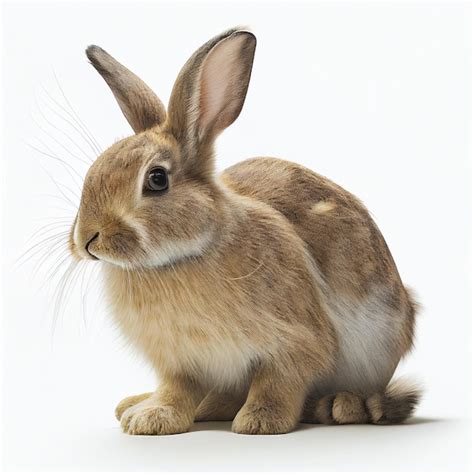 Premium Photo | A brown rabbit with long ears sits in front of a white ...