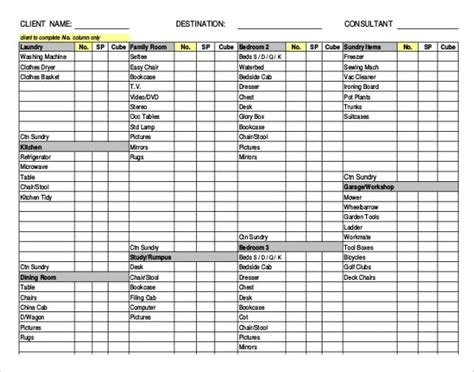 Moving Inventory Template – 18+ Free Excel, PDF Documents Download | Free & Premium Templates