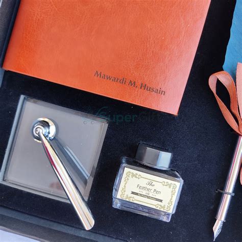 Vintage Feather Calligraphy Pen with Journal Book Gift Set - Supergift