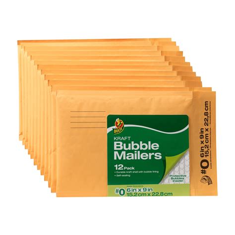 Duck Self-Sealing Kraft Bubble Mailer #0, 6" x 9", Solid Manila, 12 Pack - Walmart.com