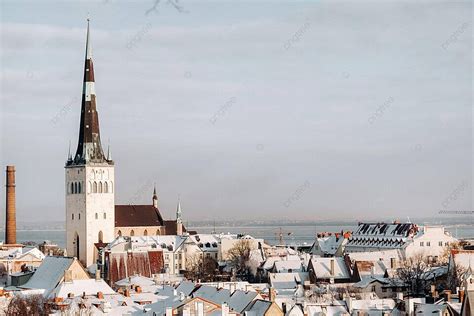 Snowy Scenery A Winter Glimpse Of Tallinns Ancient Town Near The Baltic ...